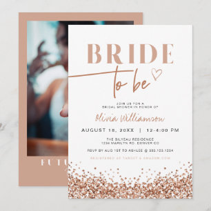 Invitación ROSA REGINA Oro Rubor Pink Sparkly Bridal Shower