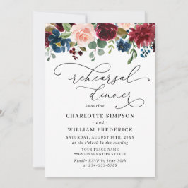 Invitación Rosa REHEARSAL DINNER de la Marina de Borgoña Euca