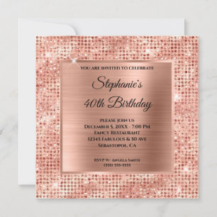Invitación Rosa Relieve metalizado con estampado de diamante 