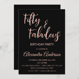 Invitación Rosa Relieve metalizado dorado Cincuenta y Fabulos