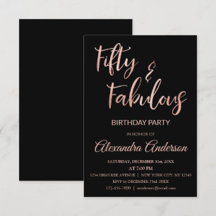 Invitación Rosa Relieve metalizado dorado Cincuenta y Fabulos