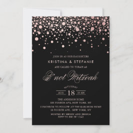 Invitación Rosa Relieve metalizado dorado Confetti Dots Black