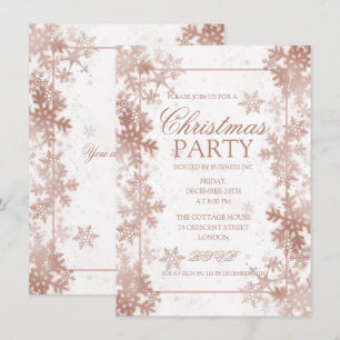 Invitación Rosa Relieve metalizado dorado Fiesta de Navidades