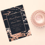 Invitación Rosa Relieve metalizado Faux Marble Sweet Dieciséi<br><div class="desc">Dieciséis invitaciones dulces con fuentes y acentos de oro rosa en un fondo azul marino. Consulte nuestra tienda para obtener más opciones de color y productos que coincidan.</div>