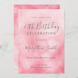 Invitación Rosa Relieve metalizado Rubor rosado 60 cumpleaños
