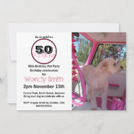 Invitación Rosa Retro 50 y fabuloso Fiesta Mascota Cumpleaños