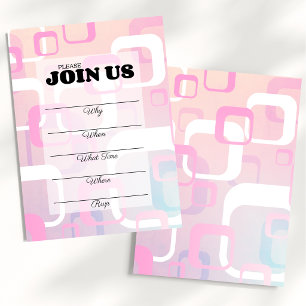Invitación Rosa Retro Moderno de Mitad de Siglo Rellenar
