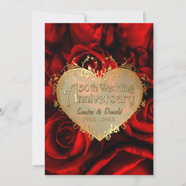 Invitación Rosa Roja 50 Aniversario de Boda (Anverso)