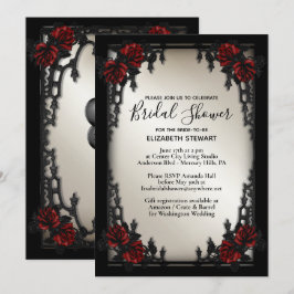 Invitación Rosa Roja Boda gótica ducha de novia oro antiguo