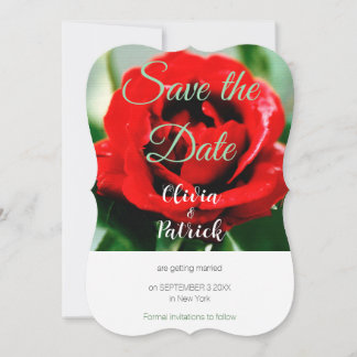 Invitación Rosa Roja Boda Guardar la Fecha