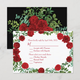 Invitación Rosa Roja Boda negro gótico oscuro