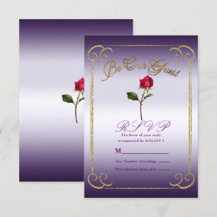 Invitación Rosa Roja de Belleza de Boda de Respuesta de RSVP 