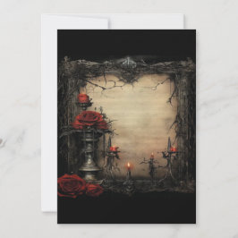 Invitación Rosa roja de Halloween con velas