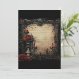 Invitación Rosa roja de Halloween con velas