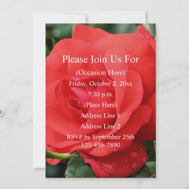 Invitación Rosa Roja en Flor Floral  (Anverso)
