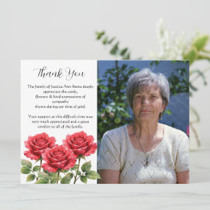 Invitación Rosa Roja Floral Funeral Muerte Gracias 