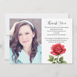 Invitación Rosa Roja Floral Funeral Muerte Gracias 