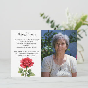 Invitación Rosa Roja Floral Funeral Muerte Gracias