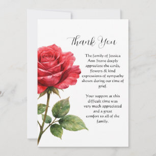 Invitación Rosa Roja Floral Funeral Muerte Gracias 