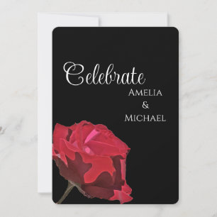 Invitación Rosa Roja Gótica Malhumorada en Boda Romántica Neg