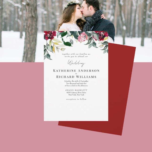 Invitación Rosa Roja Junto Con Boda De Invierno (Subido por el creador)