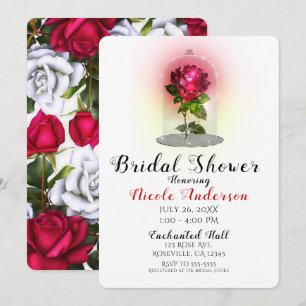 Invitación Rosa Roja Mágica Encantada Brillante para Despedid