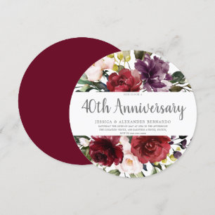 Invitación Rosa Roja Romántica 40 Aniversario de Boda