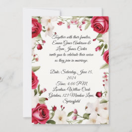 Invitación Rosa Roja Romántica y Lily del Boda del Valle