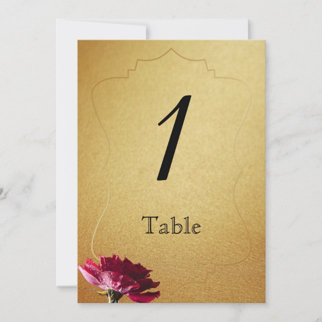 Invitación Rosa Roja sobre el número de tabla de Bodas de oro (Anverso)