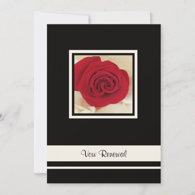 Invitación Rosa Roja sobre Petales Rosas Cream promete renova (Anverso)