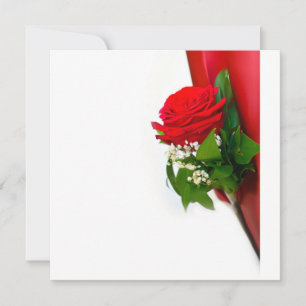 Invitación Rosa Roja Única – Fondo Blanco Floral