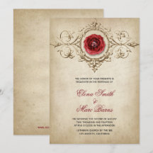 Rosa Roja Y Adorno Beige Boda