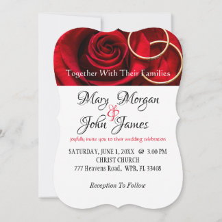 Invitación Rosa Roja y Blanca Floral con Anillo