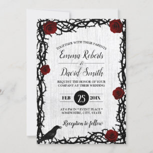 Invitación Rosa Roja y Boda Rústico de cuento de hadas con ma