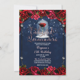 Invitación Rosa Rojo Azul Marino Dorado Quinceañera 15 Fiesta
