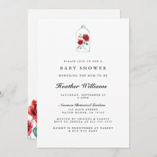Invitación Rosa rojo encantado Baby Shower