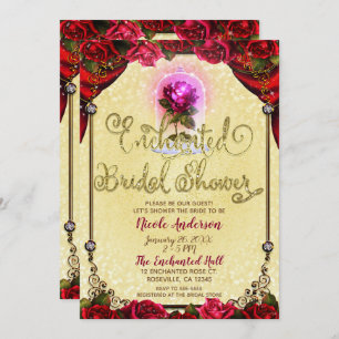 Invitación Rosa Rojo Encantado Beauty Bridal Shower