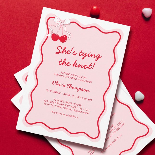 Invitación Rosa Rojo está atando la ducha nupcial (Subido por el creador)