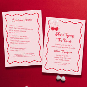 Invitación Rosa Rojo está atando la fiesta de la soltera Knot