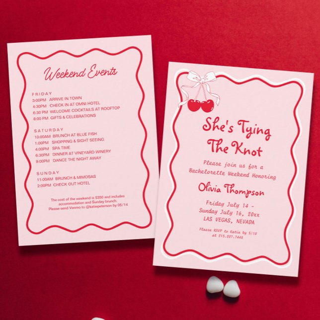 Invitación Rosa Rojo está atando la fiesta de la soltera Knot (Subido por el creador)
