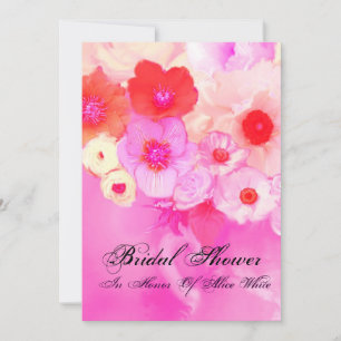 INVITACIÓN ROSA ROJO ROSADO Y FLORES DE ANÉMONA PARA DUCHA DE