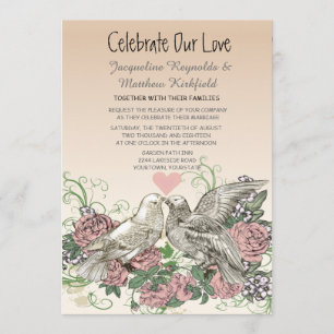 Invitación Rosa  Romance Boda