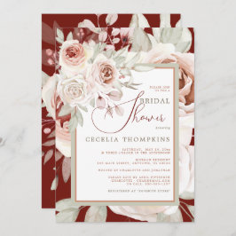 Invitación Rosa romántica en ducha de BRIDAL en Borgoña