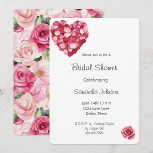 Invitación Rosa Romántica Roja y Rosa Pétalos de Corazón Duch