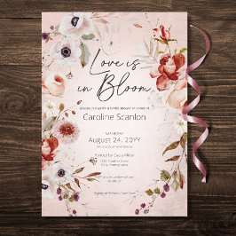 Invitación Rosa romántico amor floral en ducha de novia en fl