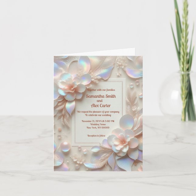 Invitación Rosa romántico boda de flores (Anverso)