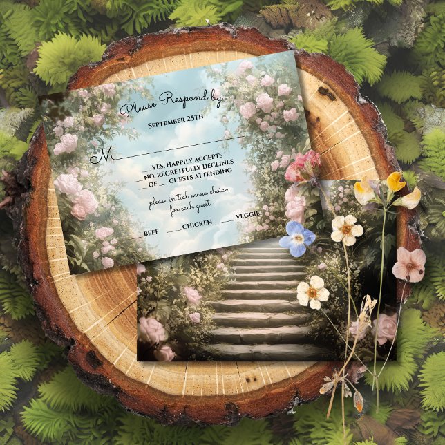 Invitación Rosa romántico boda de libro de cuentos RSVP (Subido por el creador)