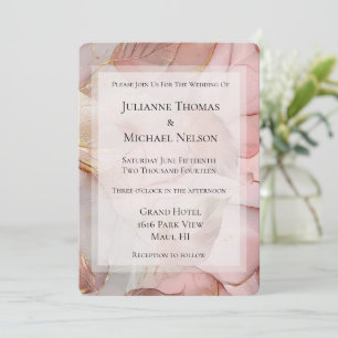 Invitación Rosa romántico Boda Rubor Rosado Gold Leaf