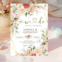 Invitación Rosa romántico de Boho Peony Ranunculus Gold Boda