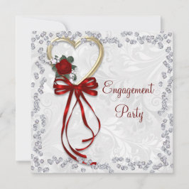 Invitación Rosa romántico, diamantes y compromiso de cinta ro